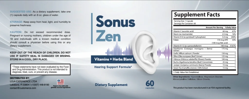 SonusZen Product Label